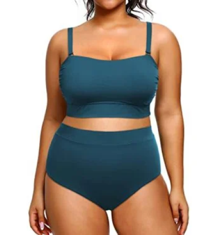 Women’s Criss Cross O-Ring Cutout Swimwear High Neck Two Piece Swimsuit