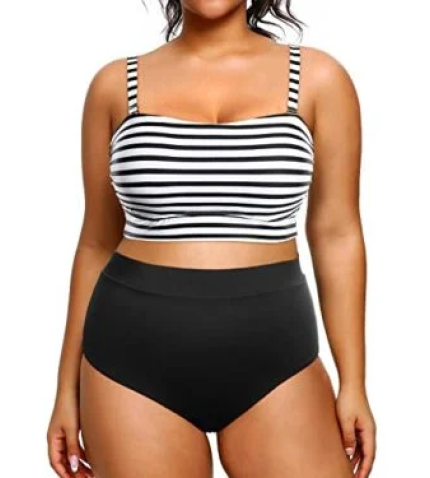 Women’s High Neck Swimsuit Tummy Control Two Piece Bathing Suit