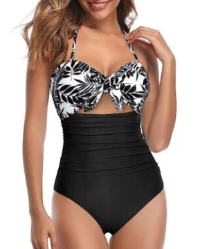 Halter One Piece Front Tie Knot Swimwear